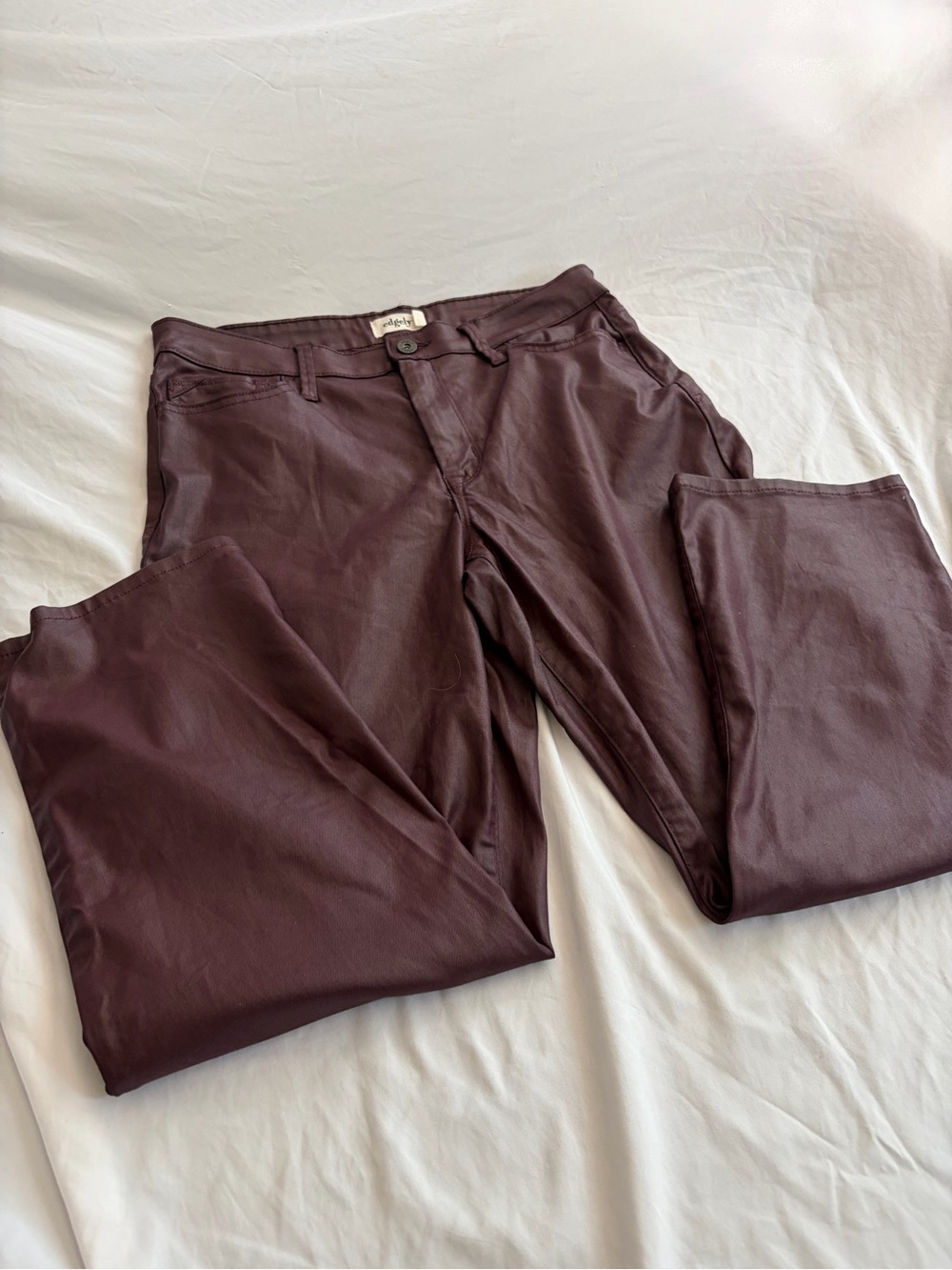 Edgely Burgundy Pants Slim Straight Ankle High Rise— Size 12